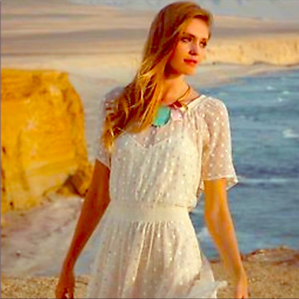 Leifnotes Cream Sequin Dot Dress (Anthropologie)